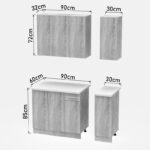 Σύνθεση κουζίνας Festa II pakoworld μελαμίνη σε sonoma απόχρωση και πάγκο σε ανοιχτό γκρι 120x60x85εκ-361-000011