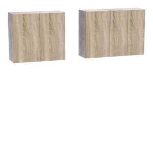 Σύνθεση κουζίνας Festa V pakoworld μελαμίνη σε sonoma απόχρωση και πάγκο σε ανοιχτό γκρι 180x60x85εκ-361-000015