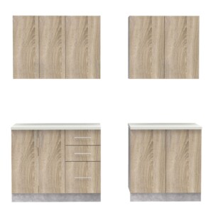 Σύνθεση κουζίνας Festa V pakoworld μελαμίνη σε sonoma απόχρωση και πάγκο σε ανοιχτό γκρι 180x60x85εκ-361-000015