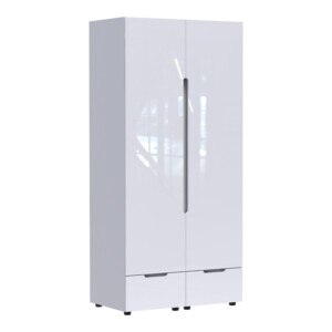 Ντουλάπα δίφυλλη Afina pakoworld mdf σε λευκή glossy απόχρωση 100x57x213εκ-361-000017