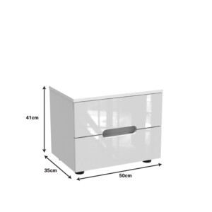 Κομοδίνο Afina pakoworld mdf σε λευκή glossy απόχρωση 50x35x41εκ-361-000019