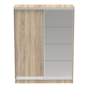 Ντουλάπα δίφυλλη συρόμενη με καθρέφτη Korredor Ι pakoworld σε sonoma απόχρωση 160x60x220εκ-361-000050