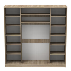 Ντουλάπα τριφυλλη συρόμενη με καθρέφτη Aparador I pakoworld σε sonoma απόχρωση 240x60x240εκ-361-000054