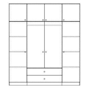 Ντουλάπα τετράφυλλη με συρτάρια Royal pakoworld σε sonoma απόχρωση 200x58x230εκ-361-000061