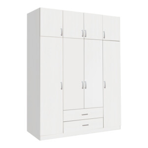 Ντουλάπα τετράφυλλη με συρτάρια Royal pakoworld σε λευκή απόχρωση 200x58x230εκ-361-000062