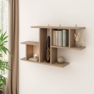 Ραφιέρα τοίχου Vertoura pakoworld σε μόκα απόχρωση 116x18.5x60cm-361-000090