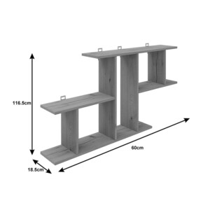Ραφιέρα τοίχου Vertoura pakoworld σε μόκα απόχρωση 116x18.5x60cm-361-000090