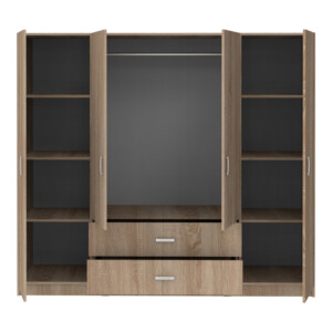 Ντουλάπα τετράφυλλη Royal pakoworld με συρτάρια sonoma 200x58x177εκ-361-000111