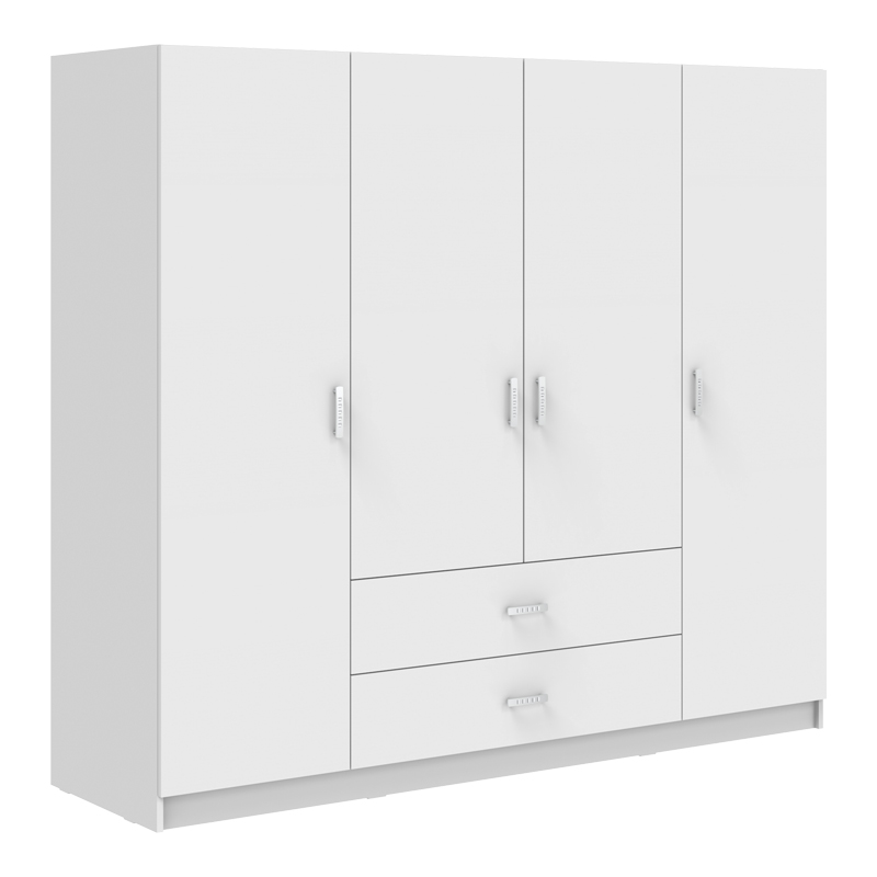 Ντουλάπα τετράφυλλη Royal pakoworld με συρτάρια λευκό 200x58x177εκ-361-000112