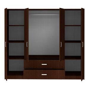 Ντουλάπα τετράφυλλη Royal pakoworld με συρτάρια wenge 200x58x177εκ-361-000113