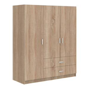 Ντουλάπα τρίφυλλη Royal pakoworld με συρτάρια sonoma 150x58x177εκ-361-000116