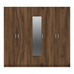 Ντουλάπα πεντάφυλλη με καθρέφτη Luna pakoworld καρυδί-oak 220x52x200εκ-361-000118