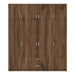 Ντουλάπα τετράφυλλη με συρτάρια Royal pakoworld καρυδι-oak 200x58x230εκ-361-000119