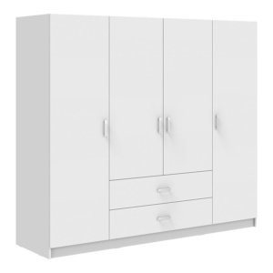 Ντουλάπα τετράφυλλη Royal pakoworld με συρτάρια και πατάρι λευκό 200x58x230εκ-361-000122