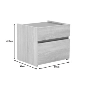 Κομοδίνο Comcie pakoworld σε φυσικό με γκρι απόχρωση 50x42x45.5εκ-362-000001