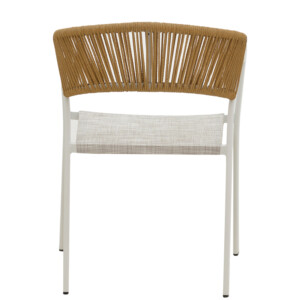 Πολυθρόνα αλουμινίου Glisten pakoworld στοιβαζόμενη λευκός σκελετός-textilene γκρι- pe rattan σε φυσική απόχρωση 58x56x82εκ-364-000002