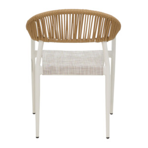 Πολυθρόνα αλουμινίου Elation pakoworld στοιβαζόμενη λευκός σκελετός-textilene γκρι και rattan σε φυσική απόχρωση 56x52x76εκ-364-000004