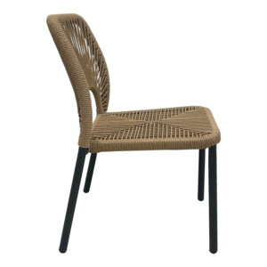 Καρέκλα αλουμινίου Norture pakoworld στοιβαζόμενη ανθρακί σκελετός-pe rattan σε φυσική απόχρωση 45x63x82εκ-364-000005