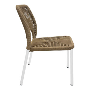 Καρέκλα αλουμινίου Norture pakoworld στοιβαζόμενη λευκός σκελετός-pe rattan σε φυσική απόχρωση 45x63x82εκ-364-000006