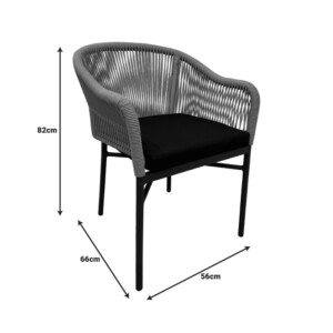 Πολυθρόνα αλουμινίου Legana pakoworld ανθρακί σκελετός- rattan 56x66x82εκ-364-000008