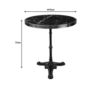 Τραπέζι μαρμάρινο Andeket pakoworld μαντέμι σε μαύρη-χρυσή απόχρωση Φ70x72εκ-366-000009