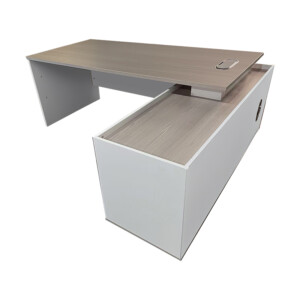 Γραφείο εργασίας επαγγελματικό αναστρέψιμο Armadi pakoworld γωνιακό σε sonoma-λευκή απόχρωση 200x90x75εκ-367-000003