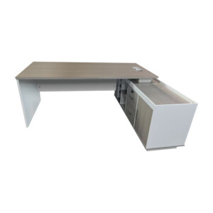 Γραφείο εργασίας επαγγελματικό αναστρέψιμο Armadi pakoworld γωνιακό σε sonoma-λευκή απόχρωση 200x90x75εκ-367-000003