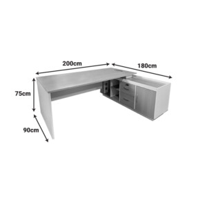 Γραφείο εργασίας επαγγελματικό αναστρέψιμο Armadi pakoworld γωνιακό σε sonoma-λευκή απόχρωση 200x90x75εκ-367-000003