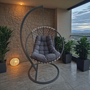 Κούνια φωλιά με βάση Makito pakoworld μέταλλο-pvc σε γκρι απόχρωση 100x105x195εκ-368-000004