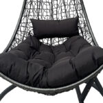 Κούνια φωλιά με βάση Soleil pakoworld μέταλλο ανθρακί- pe rattan ανθρακί με γκρι μαξιλάρι 120x95x195εκ-368-000012