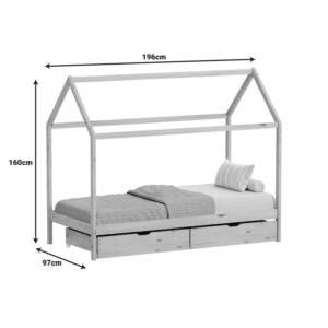 Παιδικό κρεβάτι Mellin τ.Montessori με 2 συρτάρια pakoworld ξύλο πεύκου σε λευκή απόχρωση 90x190εκ-370-000005