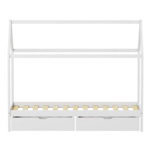 Παιδικό κρεβάτι Mellin τ.Montessori με 2 συρτάρια pakoworld ξύλο πεύκου σε λευκή απόχρωση 90x190εκ-370-000005