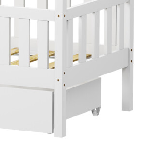 Παιδικό κρεβάτι Bendina τ.Montessori με συρτάρι pakoworld ξύλο πεύκου σε λευκή απόχρωση 70x140εκ-370-000009