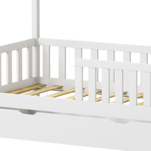 Παιδικό κρεβάτι Bendina τ.Montessori με συρτάρι pakoworld ξύλο πεύκου σε λευκή απόχρωση 70x140εκ-370-000009