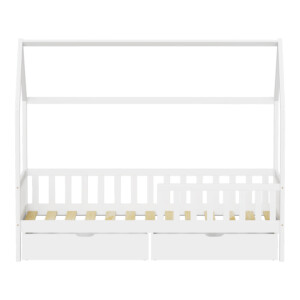 Παιδικό κρεβάτι Piccolo τ.Montessori με 2 συρτάρια pakoworld ξύλο πεύκου σε λευκή απόχρωση 90x190εκ-370-000014