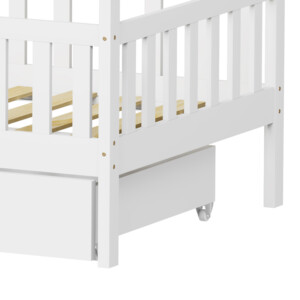 Παιδικό κρεβάτι Piccolo τ.Montessori με 2 συρτάρια pakoworld ξύλο πεύκου σε λευκή απόχρωση 90x190εκ-370-000014