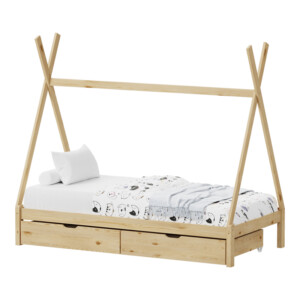 Παιδικό κρεβάτι Lalitto τ.Montessori με 2 συρτάρια τ.Montessori  pakoworld ξύλο πεύκου σε φυσική απόχρωση 90x190εκ-370-000018