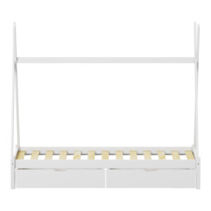 Παιδικό κρεβάτι Lalitto τ.Montessori με 2 συρτάρια pakoworld ξύλο πεύκου σε λευκή απόχρωση 90x190εκ-370-000019