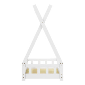Παιδικό κρεβάτι Noam τ.Montessori με κιγκλίδωμα pakoworld ξύλο πεύκου σε λευκή απόχρωση 70x140εκ-370-000021