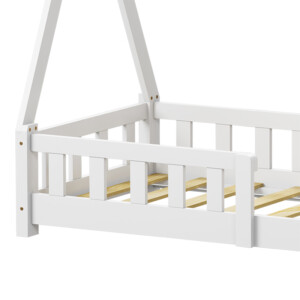 Παιδικό κρεβάτι Noam τ.Montessori με κιγκλίδωμα pakoworld ξύλο πεύκου σε λευκή απόχρωση 70x140εκ-370-000021