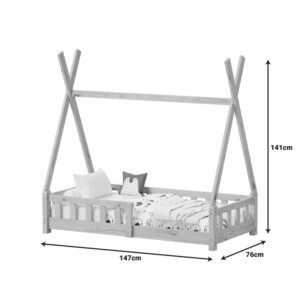 Παιδικό κρεβάτι Noam τ.Montessori με κιγκλίδωμα pakoworld ξύλο πεύκου σε λευκή απόχρωση 70x140εκ-370-000021