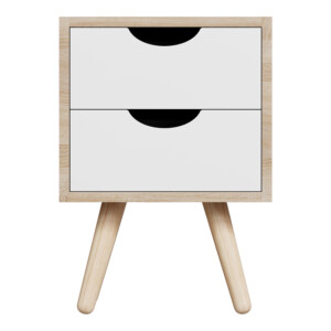 Κομοδίνο Selma pakoworld σε sonoma-λευκή απόχρωση 29.7x29.7x45εκ-370-000024