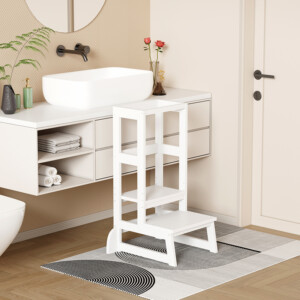 Παιδικός πύργος εκμάθησης Chiquel pakoworld τ.Montessori ξύλο σε λευκή απόχρωση 45.7x51x90εκ-370-000029