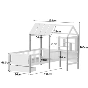 Παιδικό κρεβάτι Bedria pakoworld τ.Montessori ξύλο σε λευκή-φυσική απόχρωση 190x90εκ-370-000030