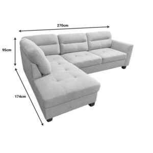 Γωνιακός καναπές αριστερή γωνία Camile pakoworld ύφασμα σε μπεζ απόχρωση 270x174x95εκ-371-000003