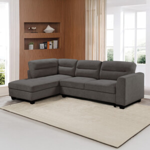 Γωνιακός καναπές δεξιά γωνία Camile pakoworld ύφασμα σε ανθρακί απόχρωση 270x174x95εκ-371-000006