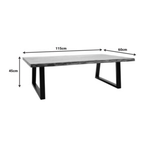 Τραπέζι σαλονιού Miles pakoworld μασίφ ξύλο ακακίας πάχους 3.7-4εκ σε φυσική απόχρωση με μαύρα μεταλλικά πόδια 115x60x45εκ-372-000009