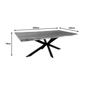 Τραπέζι Miles pakoworld μασίφ ξύλο ακακίας πάχους 3.7-4εκ σε φυσική απόχρωση με μαύρα μεταλλικά πόδια 200x100x76εκ-372-000013