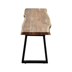 Παγκάκι Miles Slim pakoworld  μασίφ ξύλο ακακίας σε φυσική απόχρωση με μαύρα μεταλλικά πόδια 160x40x45εκ-372-000014