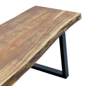 Παγκάκι Miles Slim pakoworld  μασίφ ξύλο ακακίας σε φυσική απόχρωση με μαύρα μεταλλικά πόδια 160x40x45εκ-372-000014